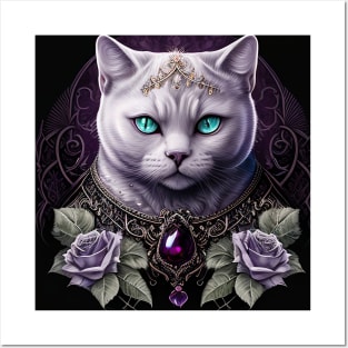 Dark Elegant White British Shorthair Posters and Art